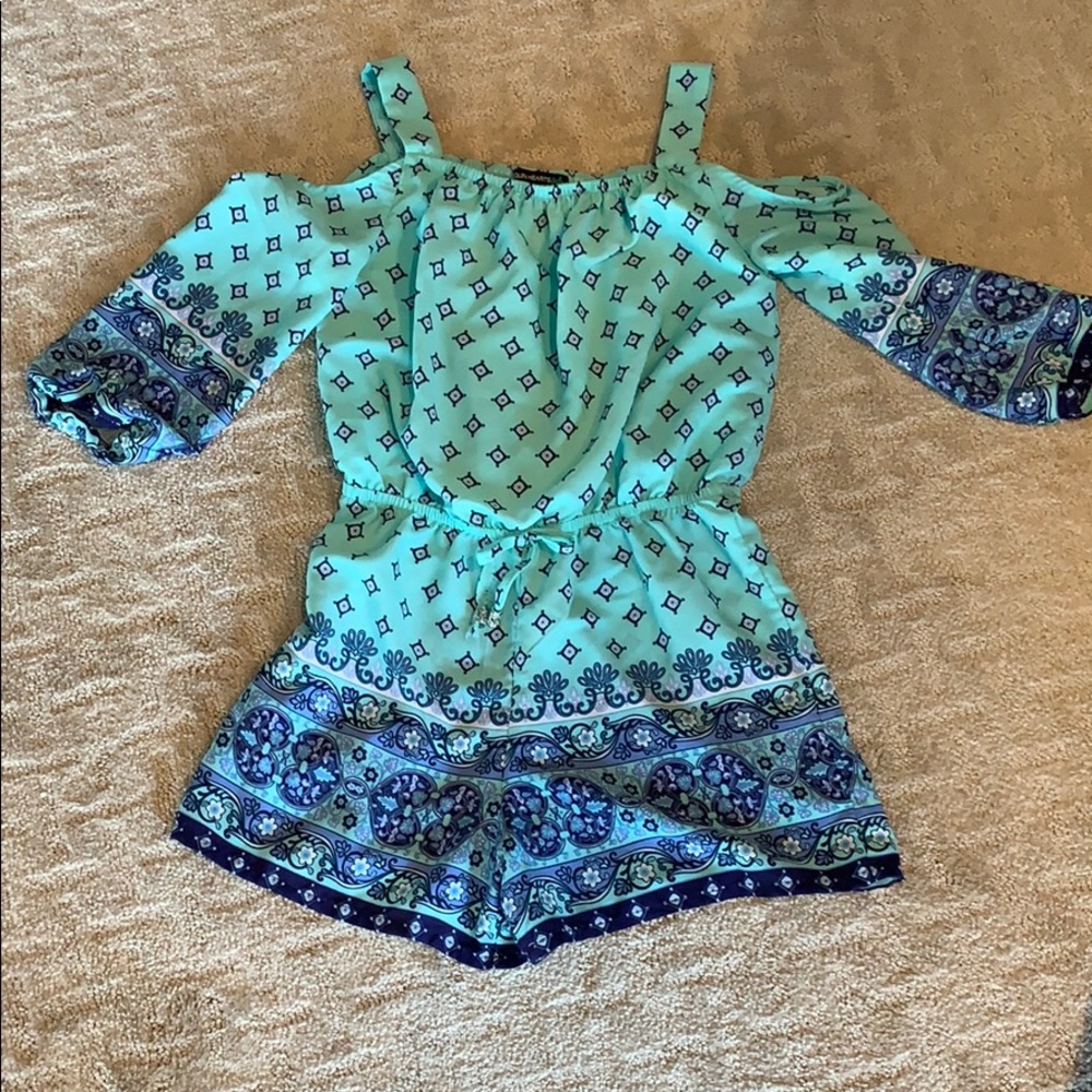 Girl’s Sequin Hearts Dressy Romper, Size M